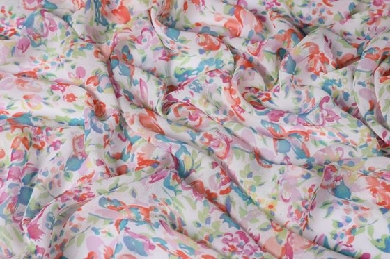 Gaze de seda poli chiffon modelada impressa da tela 75dx75d 85gsm